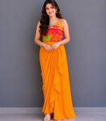 Orange printed georgette co ord set