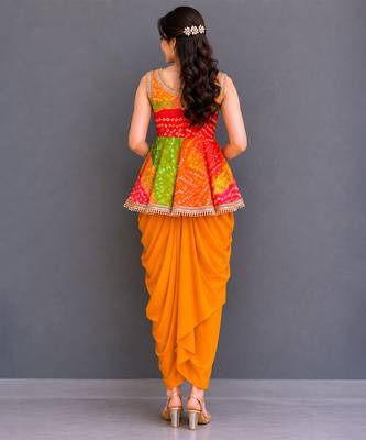 Orange printed georgette co ord set 2