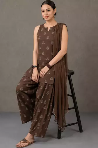 smart printed kurta set