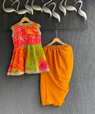 Orange printed georgette co ord set 3