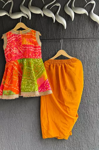 Orange printed georgette co ord set