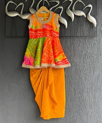 Orange printed georgette co ord set 4