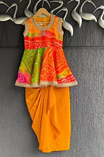 Orange printed georgette co ord set