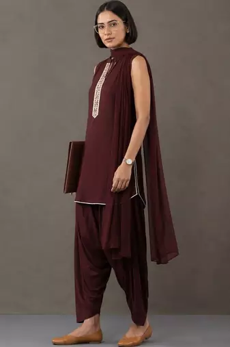 tailored women ethnic motifs embroidered regular thread work kurta with patiala & with dupatta