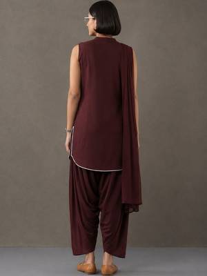 tailored women ethnic motifs embroidered regular thread work kurta with patiala & with dupatta 6