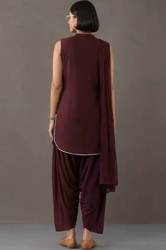 tailored women ethnic motifs embroidered regular thread work kurta with patiala & with dupatta