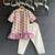 Off white purple printed cotton silk kurta set