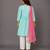 Blue and pink embroidered cotton silk kurta set
