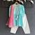 Blue and pink embroidered cotton silk kurta set