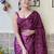 magenta embellished sequinned organza saree