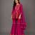 Fuchsia pink woven brocade sharara set