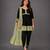 Green woven velvet kurta dhoti set