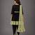 Green woven velvet kurta dhoti set