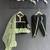 Green woven velvet kurta dhoti set