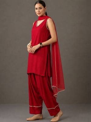formal women regular kurta with patiala & with dupatta 4