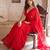 red embellished embroidered pure georgette saree