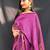 purple purple & gold-toned striped zari silk blend kanjeevaram saree