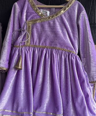 Light purple woven velvet kurta set 5