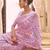 lavender lavender & blue floral silk blend banarasi saree
