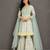 Pastal green and off white printed cotton silk sharara set