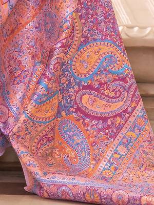 lavender lavender & blue floral silk blend banarasi saree 4