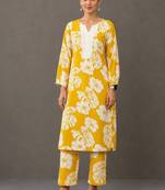 formal women printed kurta with palazzos