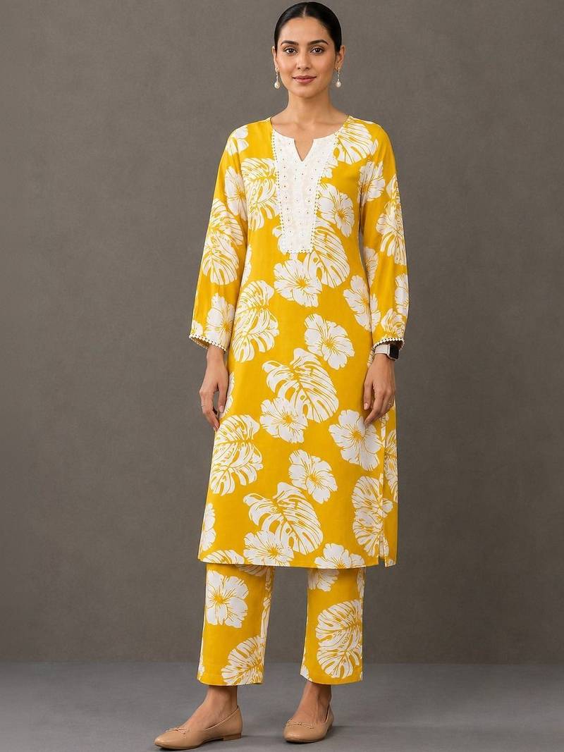 formal women printed kurta with palazzos