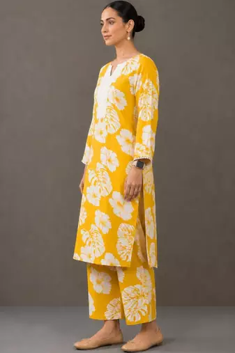 formal women printed kurta with palazzos