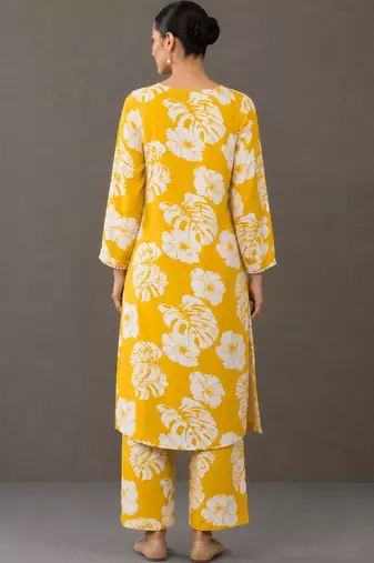 formal women printed kurta with palazzos