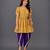Yellow and purple embroidered cotton silk kurta dhoti set