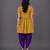 Yellow and purple embroidered cotton silk kurta dhoti set