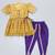 Yellow and purple embroidered cotton silk kurta dhoti set