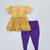 Yellow and purple embroidered cotton silk kurta dhoti set