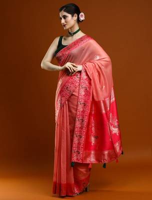 pink woven design zari banarasi saree 2
