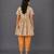 Off white and orange printed cotton silk kurta set