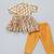 Off white and orange printed cotton silk kurta set