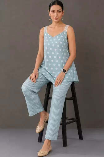 formal women printed kurta with trousers
