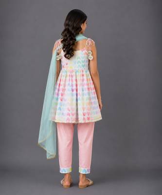 Multicolor printed cotton silk kurta set 2
