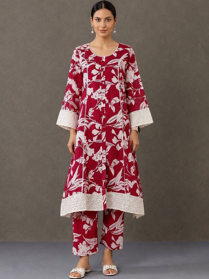 everyday workwear women printed kurta with trousers
