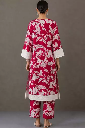 everyday workwear women printed kurta with trousers