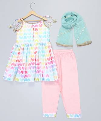 Multicolor printed cotton silk kurta set 5