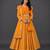 Orange woven organza anarkali set