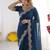 navy_blue embellished embroidered poly georgette heavy work saree