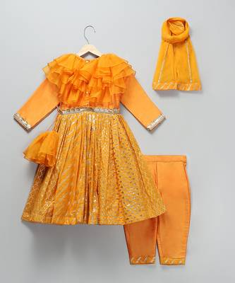 Orange woven organza anarkali set 5