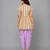 Off white and purple printed cotton silk kurta dhoti set