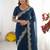 navy_blue embellished embroidered poly georgette heavy work saree