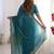 teal embellished embroidered poly georgette heavy work saree