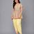 Off white and yellow printed cotton silk kurta dhoti set