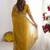 yellow embellished beads and stones poly georgette heavy work saree