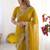yellow embellished beads and stones poly georgette heavy work saree